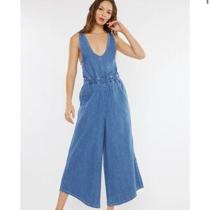 KanCan Sandria Cropped Wide Leg Overalls